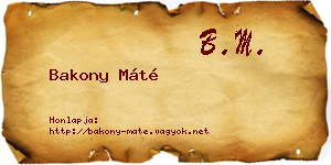 Bakony Máté névjegykártya