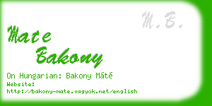 mate bakony business card